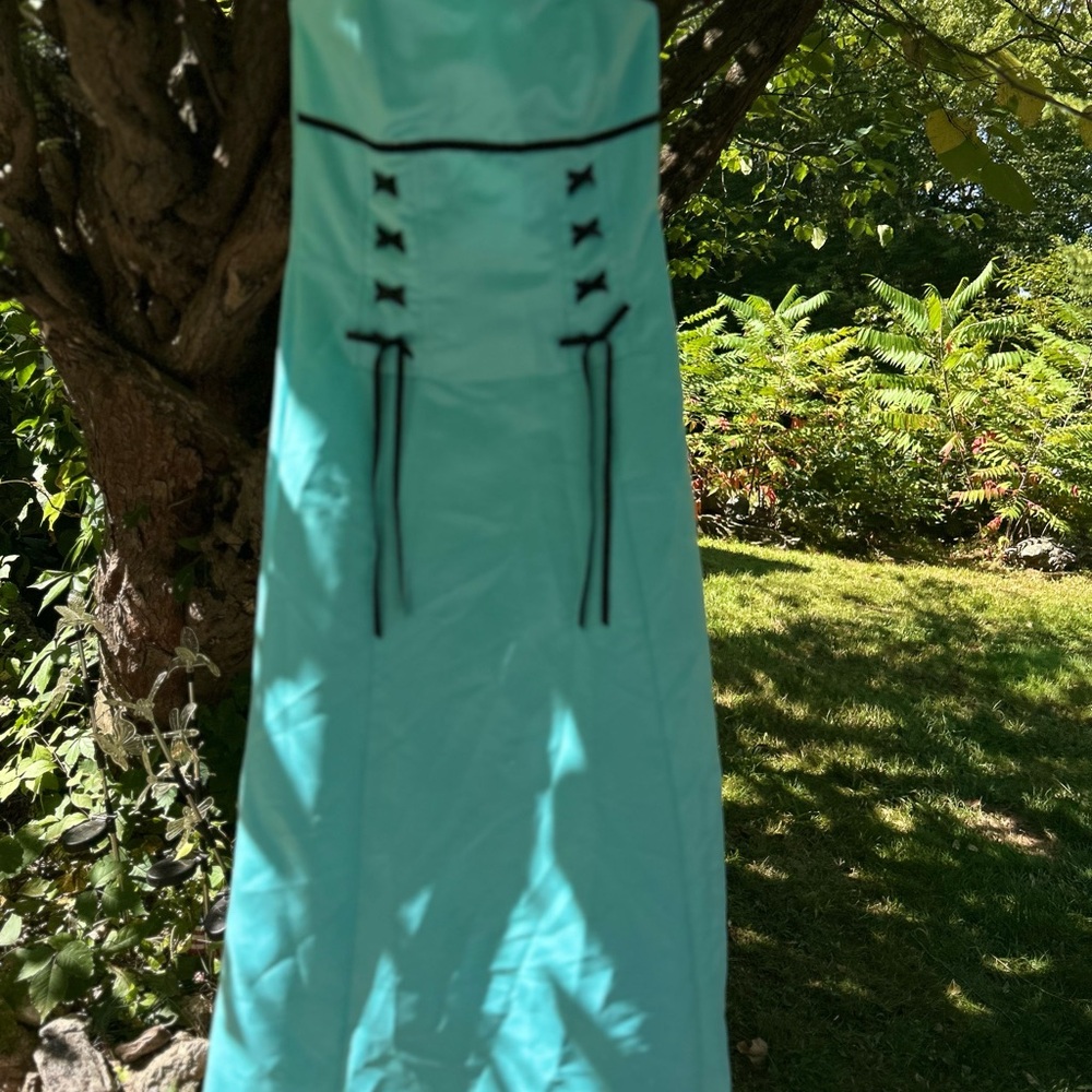 Jessica McClintock Strapless Aqua Dress